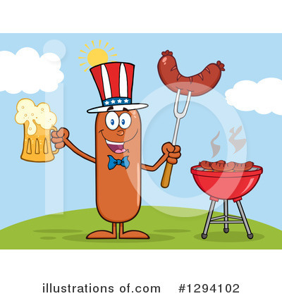 Royalty-Free (RF) Patriotic Sausage Clipart Illustration by Hit Toon - Stock Sample #1294102