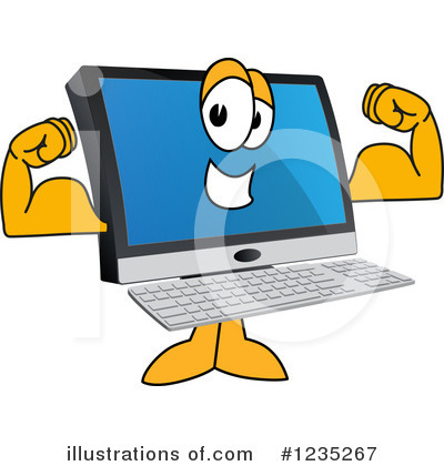 Royalty-Free (RF) Pc Computer Mascot Clipart Illustration by Mascot Junction - Stock Sample #1235267