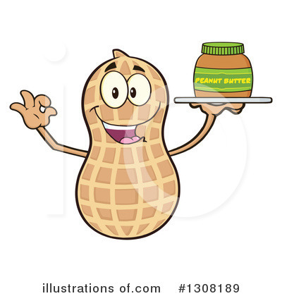 Royalty-Free (RF) Peanut Character Clipart Illustration by Hit Toon - Stock Sample #1308189