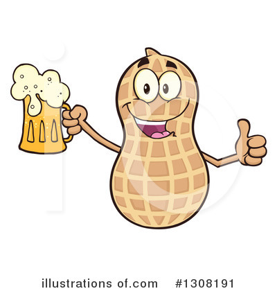 Royalty-Free (RF) Peanut Character Clipart Illustration by Hit Toon - Stock Sample #1308191