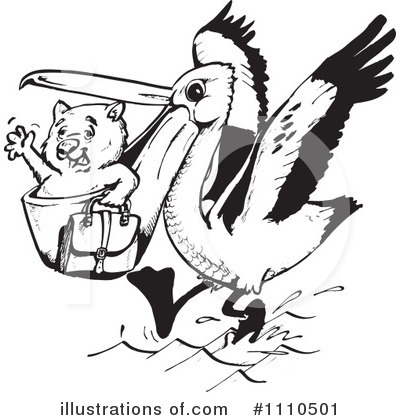 Royalty-Free (RF) Pelican Clipart Illustration by Dennis Holmes Designs - Stock Sample #1110501