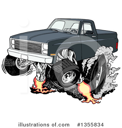 Pickup Truck Clipart #1355834 by LaffToon
