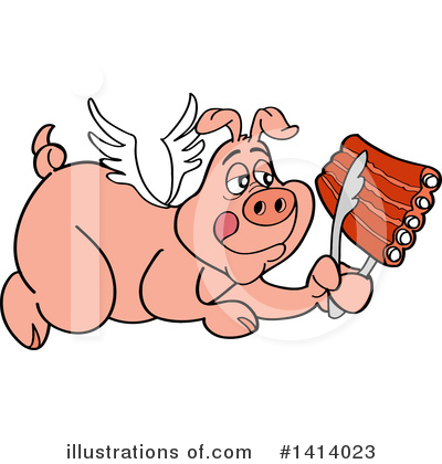 Flying Pig Clipart #1414023 by LaffToon