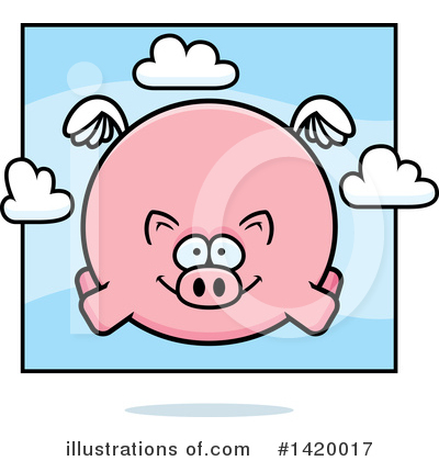 Flying Pig Clipart #1420017 by Cory Thoman