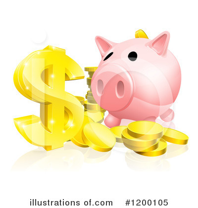 Royalty-Free (RF) Piggy Bank Clipart Illustration by AtStockIllustration - Stock Sample #1200105
