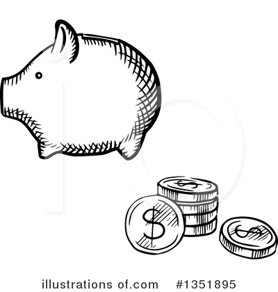 Royalty-Free (RF) Piggy Bank Clipart Illustration by Vector Tradition SM - Stock Sample #1351895