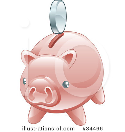 Royalty-Free (RF) Piggy Bank Clipart Illustration by AtStockIllustration - Stock Sample #34466