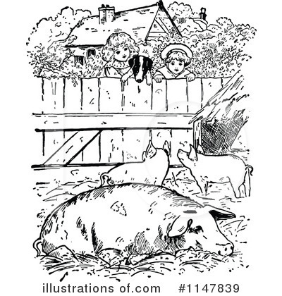 Royalty-Free (RF) Pigs Clipart Illustration by Prawny Vintage - Stock Sample #1147839