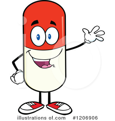 Royalty-Free (RF) Pill Mascot Clipart Illustration by Hit Toon - Stock Sample #1206906