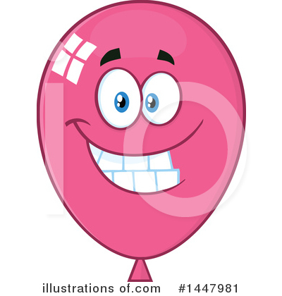 Royalty-Free (RF) Pink Party Balloon Clipart Illustration by Hit Toon - Stock Sample #1447981