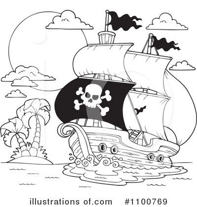 Royalty-Free (RF) Pirate Ship Clipart Illustration by visekart - Stock Sample #1100769