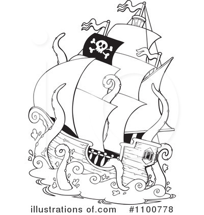 Royalty-Free (RF) Pirate Ship Clipart Illustration by visekart - Stock Sample #1100778