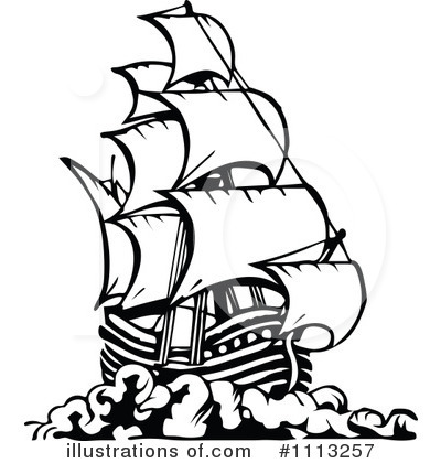 Royalty-Free (RF) Pirate Ship Clipart Illustration by Prawny Vintage - Stock Sample #1113257