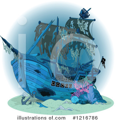 Royalty-Free (RF) Pirate Ship Clipart Illustration by Pushkin - Stock Sample #1216786