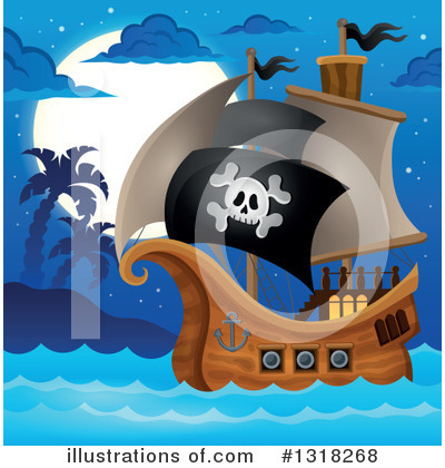 Royalty-Free (RF) Pirate Ship Clipart Illustration by visekart - Stock Sample #1318268