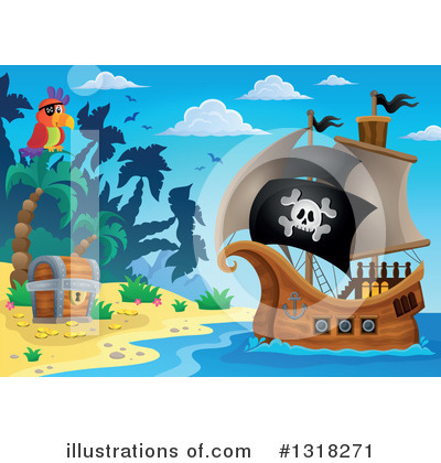 Royalty-Free (RF) Pirate Ship Clipart Illustration by visekart - Stock Sample #1318271