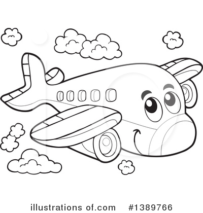 Royalty-Free (RF) Plane Clipart Illustration by visekart - Stock Sample #1389766