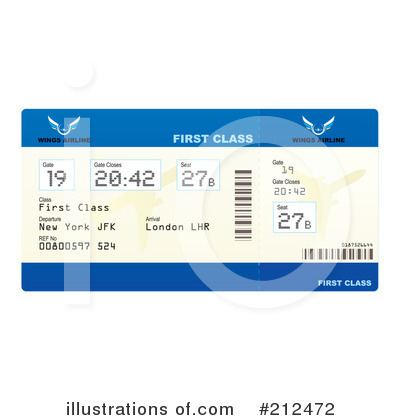 Royalty-Free (RF) Plane Ticket Clipart Illustration by michaeltravers - Stock Sample #212472