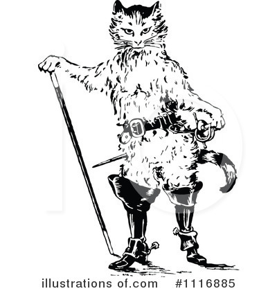 Royalty-Free (RF) Puss In Boots Clipart Illustration by Prawny Vintage - Stock Sample #1116885
