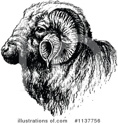 Royalty-Free (RF) Ram Clipart Illustration by Prawny Vintage - Stock Sample #1137756