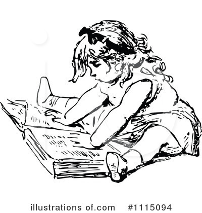 Royalty-Free (RF) Reading Clipart Illustration by Prawny Vintage - Stock Sample #1115094