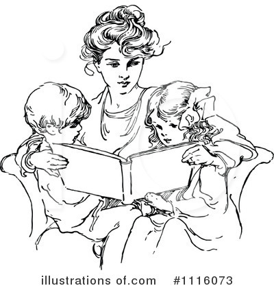 Royalty-Free (RF) Reading Clipart Illustration by Prawny Vintage - Stock Sample #1116073