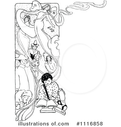 Royalty-Free (RF) Reading Clipart Illustration by Prawny Vintage - Stock Sample #1116858