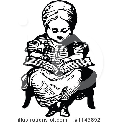 Royalty-Free (RF) Reading Clipart Illustration by Prawny Vintage - Stock Sample #1145892