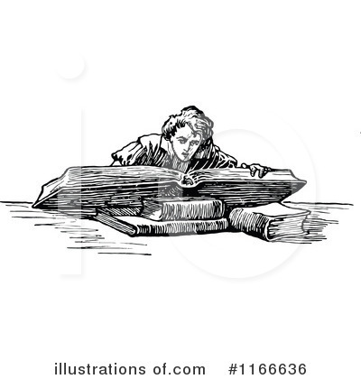 Royalty-Free (RF) Reading Clipart Illustration by Prawny Vintage - Stock Sample #1166636