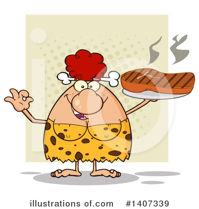 Royalty-Free (RF) Red Haired Cave Woman Clipart Illustration by Hit Toon - Stock Sample #1407339