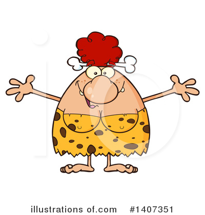 Royalty-Free (RF) Red Haired Cave Woman Clipart Illustration by Hit Toon - Stock Sample #1407351