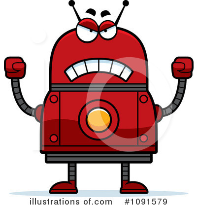 Royalty-Free (RF) Red Robot Clipart Illustration by Cory Thoman - Stock Sample #1091579