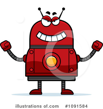 Royalty-Free (RF) Red Robot Clipart Illustration by Cory Thoman - Stock Sample #1091584