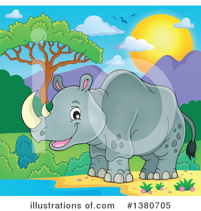 Royalty-Free (RF) Rhino Clipart Illustration by visekart - Stock Sample #1380705