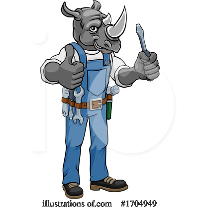 Royalty-Free (RF) Rhino Clipart Illustration by AtStockIllustration - Stock Sample #1704949
