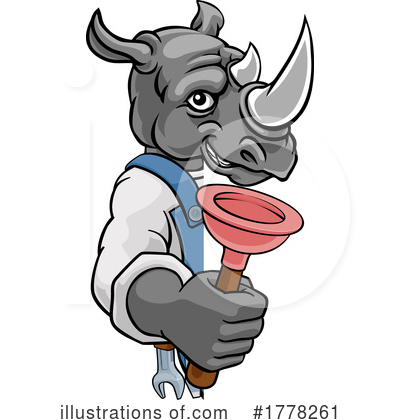 Royalty-Free (RF) Rhino Clipart Illustration by AtStockIllustration - Stock Sample #1778261
