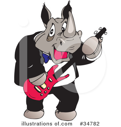 Royalty-Free (RF) Rhino Clipart Illustration by Dennis Holmes Designs - Stock Sample #34782