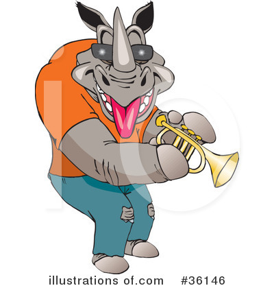 Royalty-Free (RF) Rhino Clipart Illustration by Dennis Holmes Designs - Stock Sample #36146