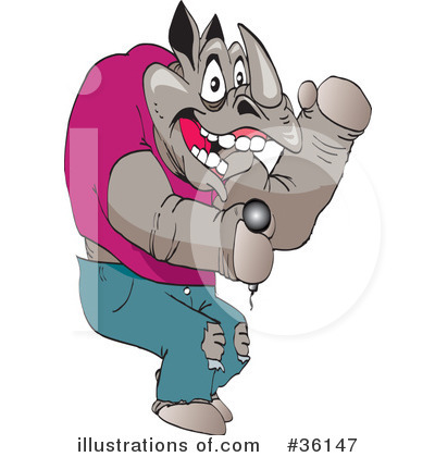 Royalty-Free (RF) Rhino Clipart Illustration by Dennis Holmes Designs - Stock Sample #36147