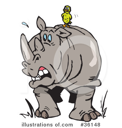 Royalty-Free (RF) Rhino Clipart Illustration by Dennis Holmes Designs - Stock Sample #36148