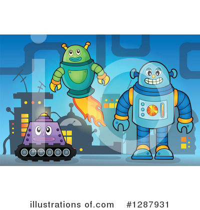 Royalty-Free (RF) Robot Clipart Illustration by visekart - Stock Sample #1287931