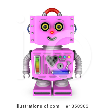 Pink Robot Clipart #1358363 by stockillustrations