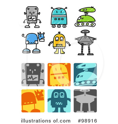Royalty-Free (RF) Robots Clipart Illustration by NL shop - Stock Sample #98916