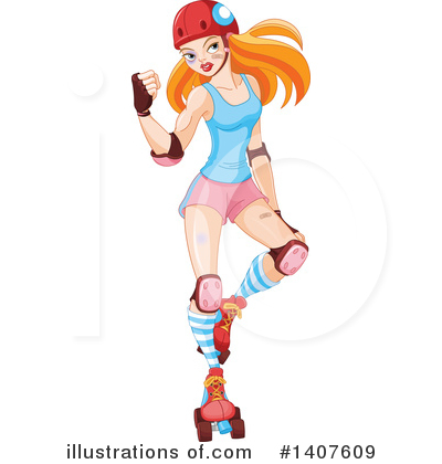 Royalty-Free (RF) Roller Derby Clipart Illustration by Pushkin - Stock Sample #1407609