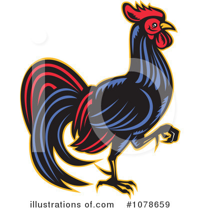 Royalty-Free (RF) Rooster Clipart Illustration by patrimonio - Stock Sample #1078659
