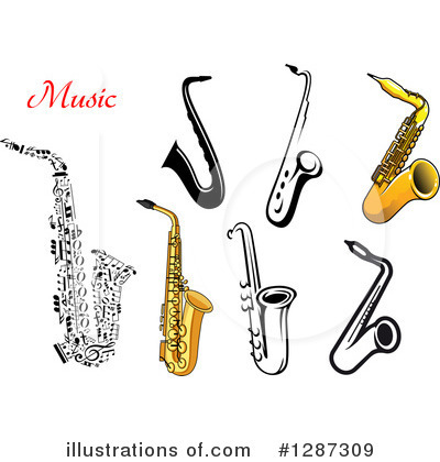 Royalty-Free (RF) Saxophone Clipart Illustration by Vector Tradition SM - Stock Sample #1287309