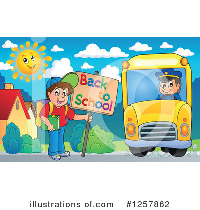 Royalty-Free (RF) School Bus Clipart Illustration by visekart - Stock Sample #1257862