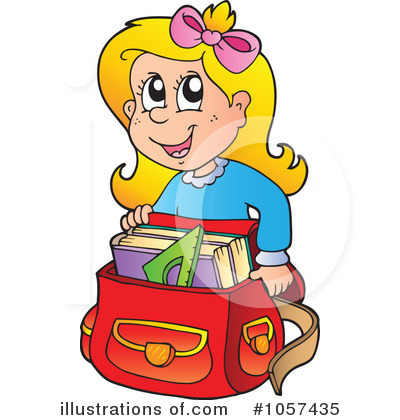 Royalty-Free (RF) School Girl Clipart Illustration by visekart - Stock Sample #1057435