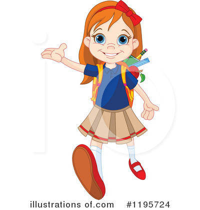 Royalty-Free (RF) School Girl Clipart Illustration by Pushkin - Stock Sample #1195724