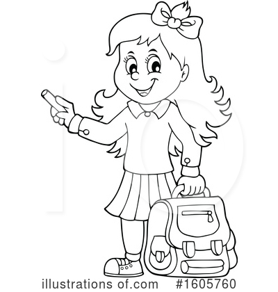 Royalty-Free (RF) School Girl Clipart Illustration by visekart - Stock Sample #1605760